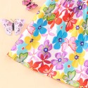 Butterfly print fly-sleeve waist A-line dress for children