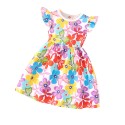 Butterfly print fly-sleeve waist A-line dress for children