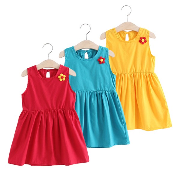 Floral cotton fashion children's dress Sleeveless dress for children