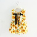 Children's dress Ribbon white sunflower summer dress for girls