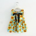 Children's dress Ribbon white sunflower summer dress for girls