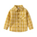 New boys' long-sleeved plaid shirt for spring