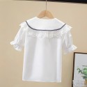 Girls short-sleeved shirt summer new chiffon white shirt blouse