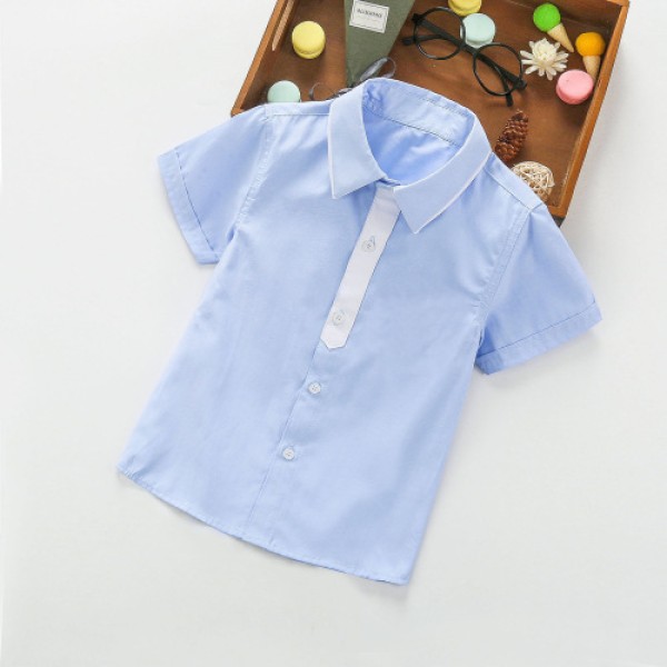 Children's summer short-sleeved thin color shirt