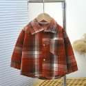 Baby new spring and autumn doll shirt girl plaid lapel shirt coat tide