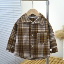 Baby new spring and autumn doll shirt girl plaid lapel shirt coat tide