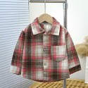 Baby new spring and autumn doll shirt girl plaid lapel shirt coat tide