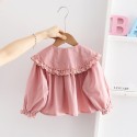 Children's shirt for girls doll collar top New children's shirt with long sleeves