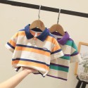 Cotton summer striped short-sleeved polo shirt for boys