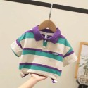 Cotton summer striped short-sleeved polo shirt for boys