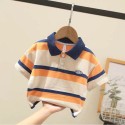 Cotton summer striped short-sleeved polo shirt for boys