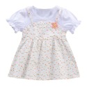 Short sleeve thin girl baby fake two halter floral skirt