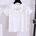 Girls' T-shirt Short sleeve bow puff sleeve T-shirt for kids