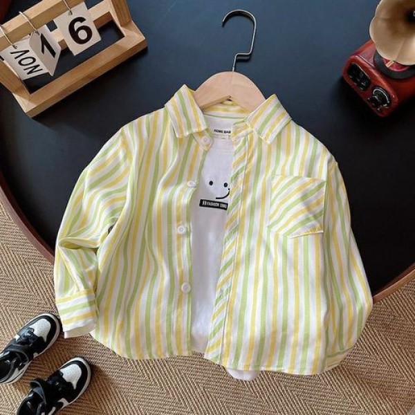 Children's striped shirt boy spring and autumn trend