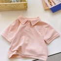  Children's pink polo shirt with lapel embroidered short-sleeved T-shirt