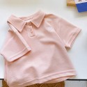  Children's pink polo shirt with lapel embroidered short-sleeved T-shirt