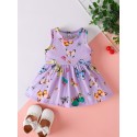 Colorful butterfly print sleeveless cute fashion dress