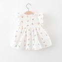 Girls' short sleeved dress with bow cotton skirt