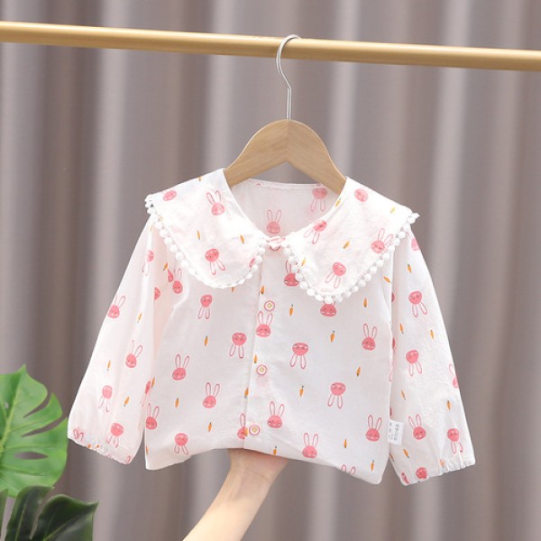 Girls' shirt Spring and autumn girl baby blouse doll collar