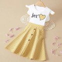 Summer short sleeve letters large children and girls lattice patchwork