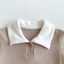 Children's short-sleeved T-shirt with striped lapel