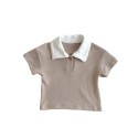 Children's short-sleeved T-shirt with striped lapel