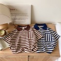 Summer polo shirt with striped lapel short sleeve T-shirt for kids