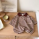 Summer polo shirt with striped lapel short sleeve T-shirt for kids