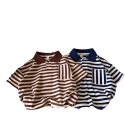 Summer polo shirt with striped lapel short sleeve T-shirt for kids