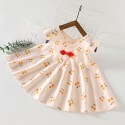 Summer children's dress Girls cotton silk printed sundress