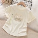 Summer new children's little girl embroidery pure cotton thin top