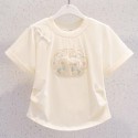 Summer new children's little girl embroidery pure cotton thin top