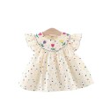 Embroidered cotton polka dot skirt for baby girls