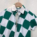 New boys' short-sleeved shirt children's plaid shirt