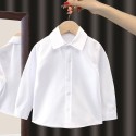 Children's white shirt boys new long sleeve