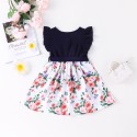 New summer sweet girls floral dress with lace sleeves