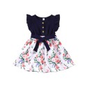 New summer sweet girls floral dress with lace sleeves