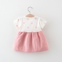 New polka dot bow short sleeve fake two pieces