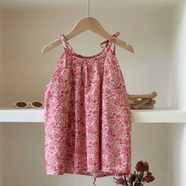 Girls summer slip dress pastoral style