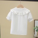 Girls short-sleeved shirt summer new cotton shirt doll shirt white top