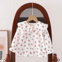 Girls' printed shirt Children's long-sleeved lapel crew-neck top